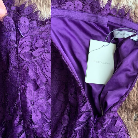 Pierre Balmain Purple Lace One Shoulder Dress - Picture 7 of 15